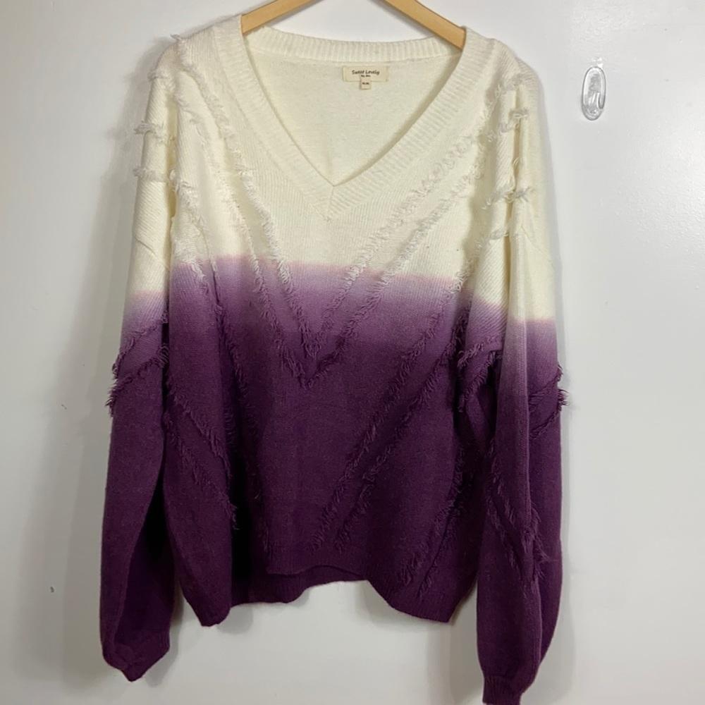 𝅺plus size umbre V neck sweater sweet lovely